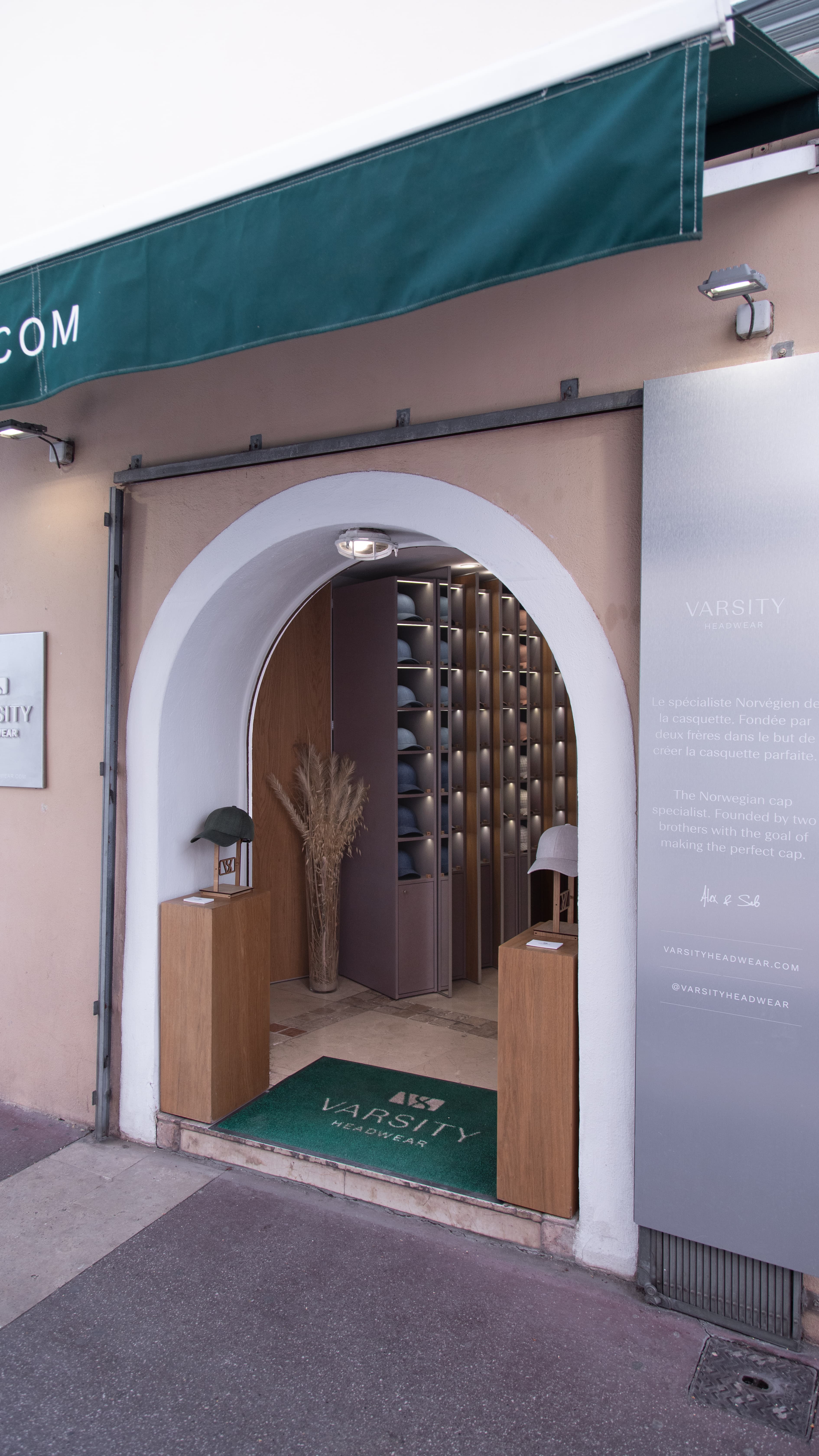 Front view of Varsity Headwear St. Tropez store in France