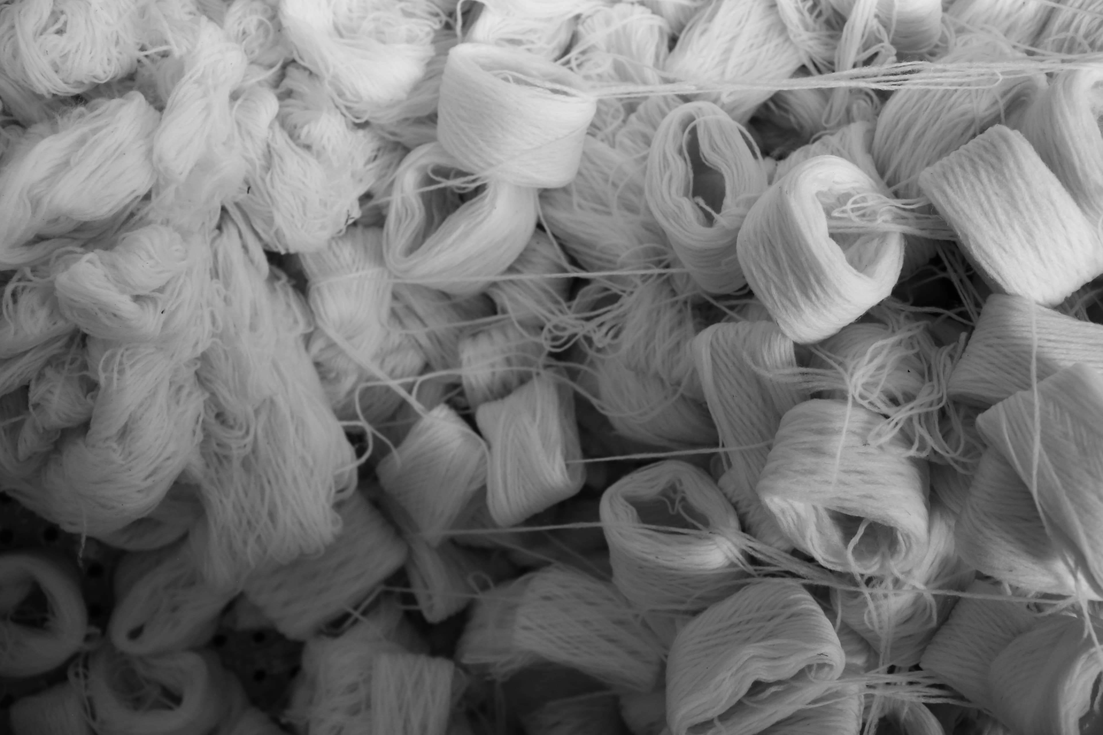 Close-up of wool material used for caps
